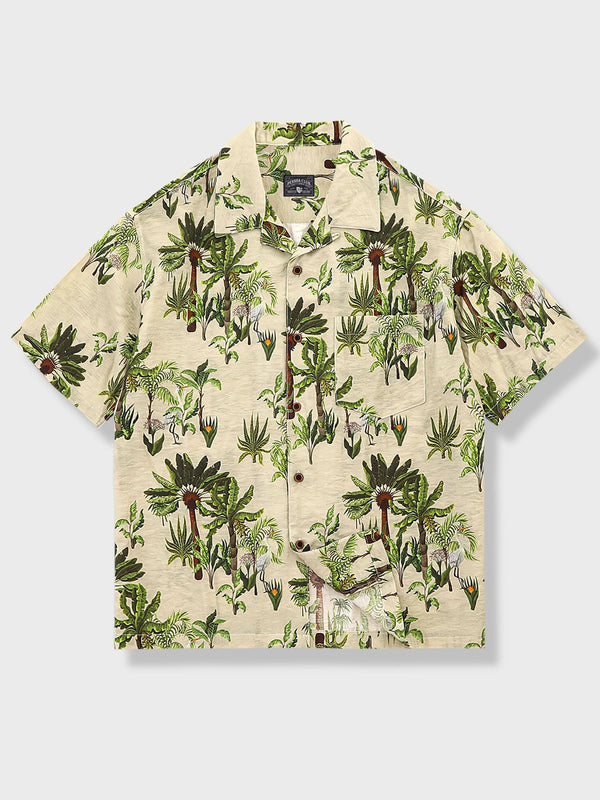 Aloha shirt with Ogibasho print