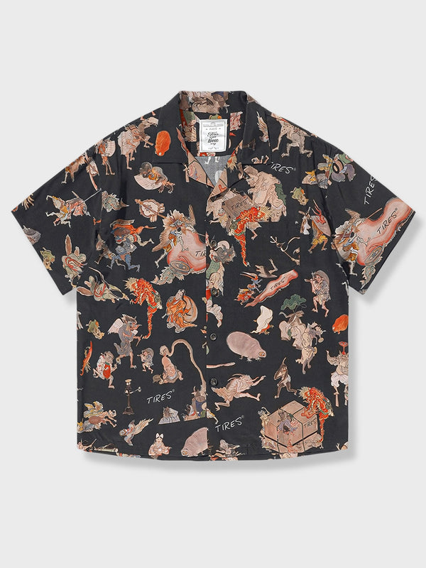 "Night Parade of One Hundred Demons" Aloha Cuban Shirt