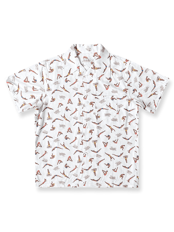 Cream white printed Cuban shirt