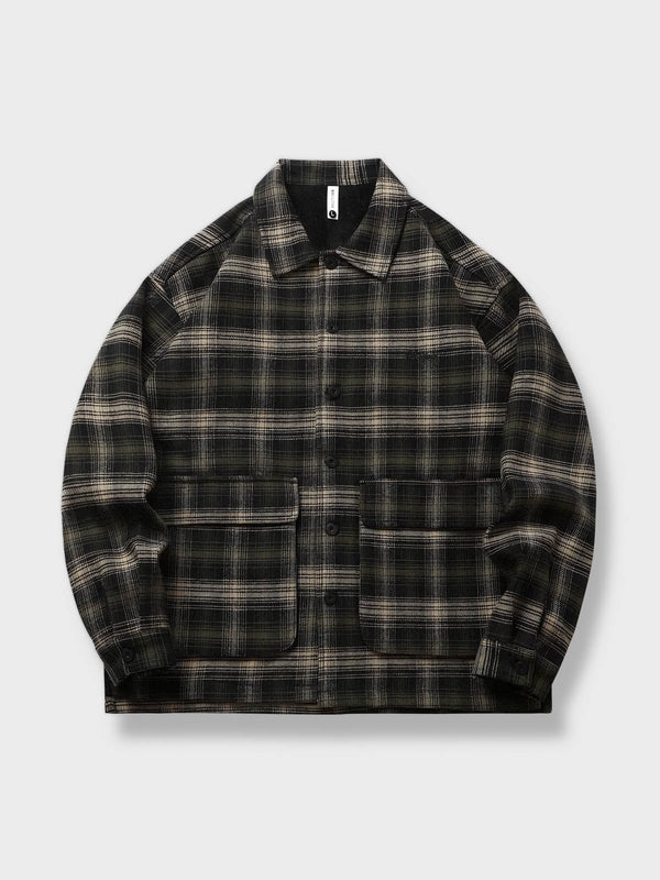 PESSOA | Fleece-lined check pattern shirt jacket