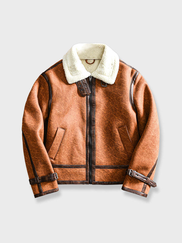 PESSOA | Fleece-collared leather jacket