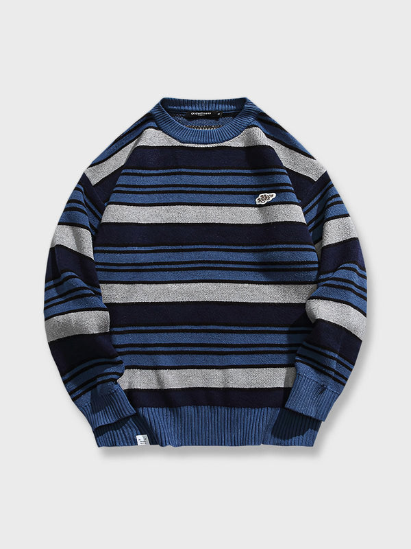 PESSOA | Striped cool neck knit sweater