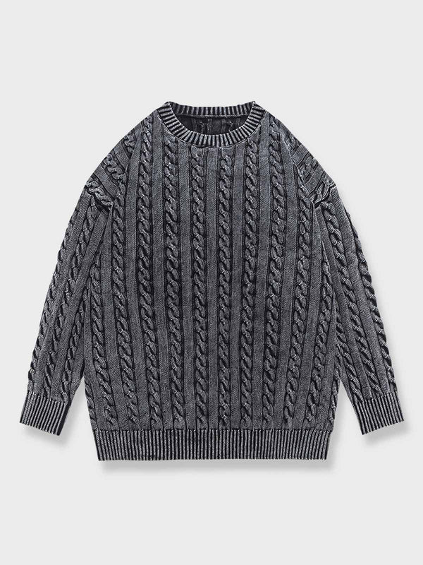 PESSOA | Heavy wash cable knit sweater