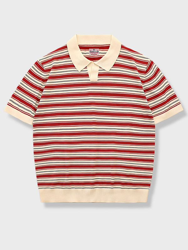 PESSOA | Red and white striped polo shirt