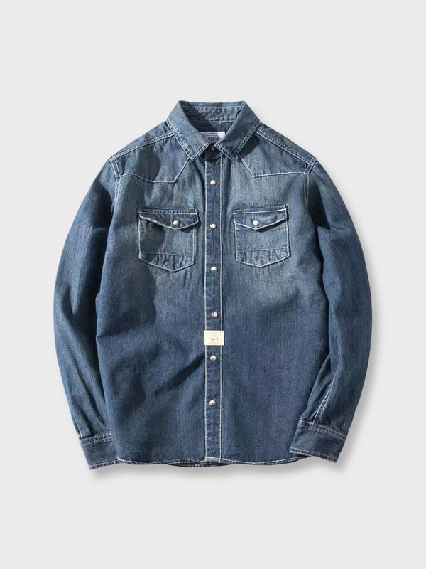 PESSOA | Two-tone washed denim shirt jacket