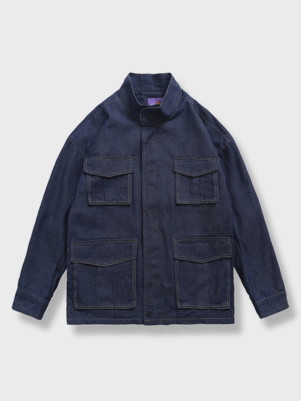 PESSOA | 6-pocket stand-up collar denim jacket