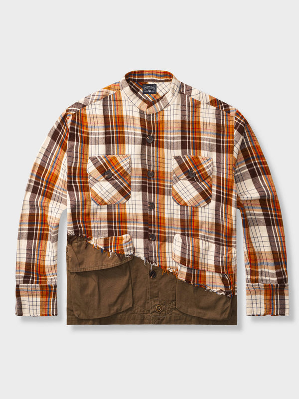 PESSOA | Check pattern work pocket combination shirt jacket