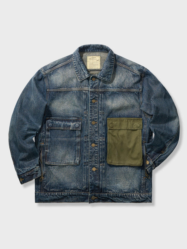 PESSOA | Contrast color pocket denim jacket