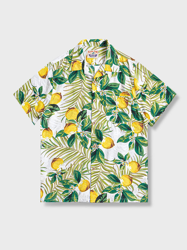 PLAME AUBE | Lemon print white aloha shirt