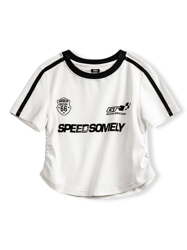 PESSOA CLUB アメリカンスタイルのSPEEDプリント半袖Tシャツ正面展示