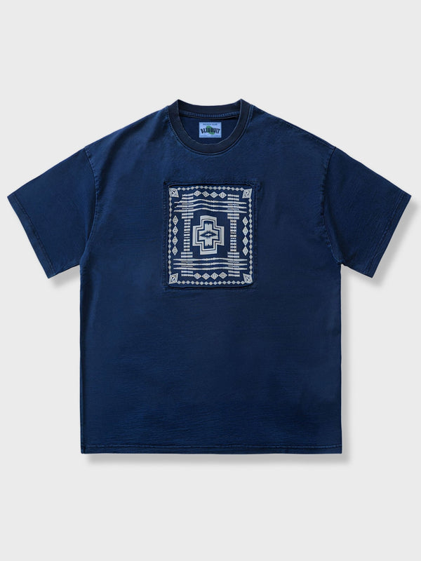 Washed indigo dyed T-shirt