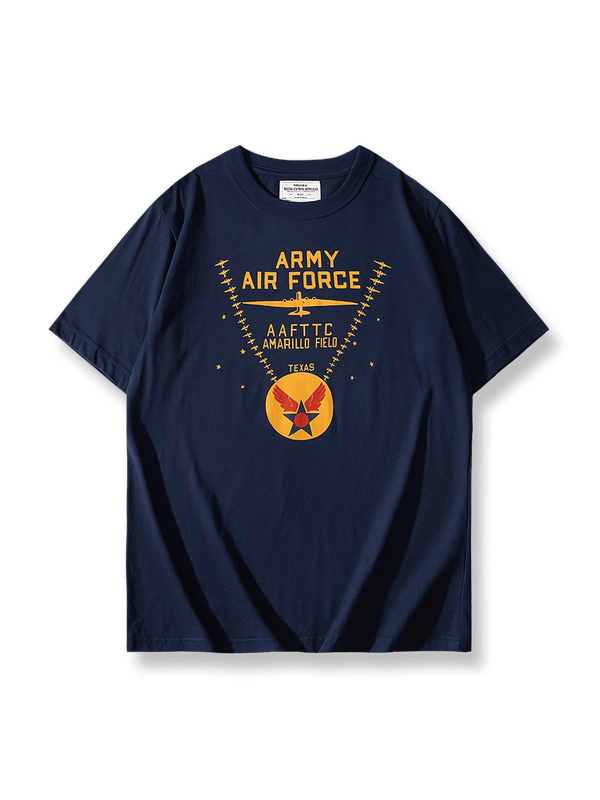 アメリカンレトロ空軍エンブレムプリントTシャツの正面画像