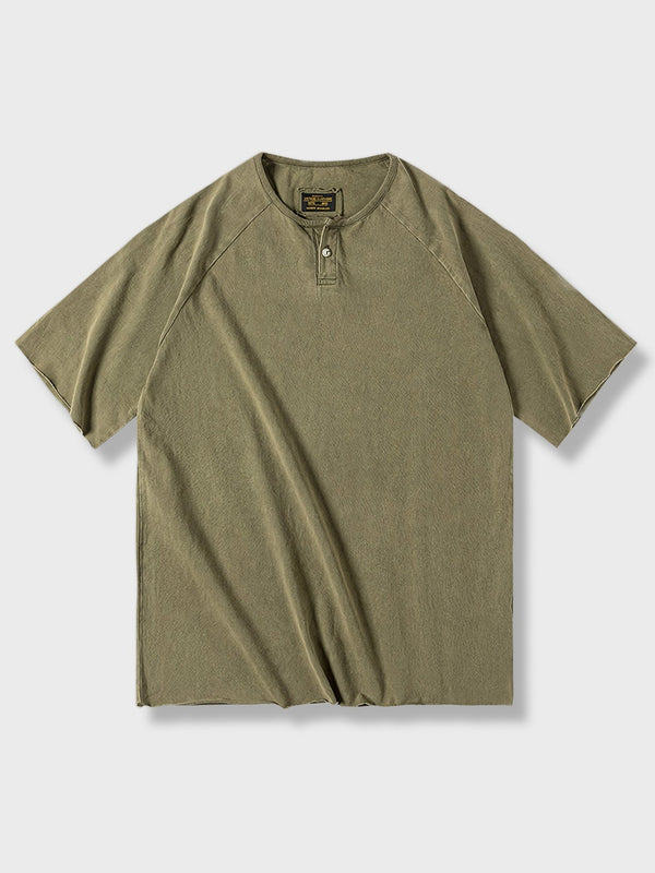 Washed Henley short sleeve T-shirt