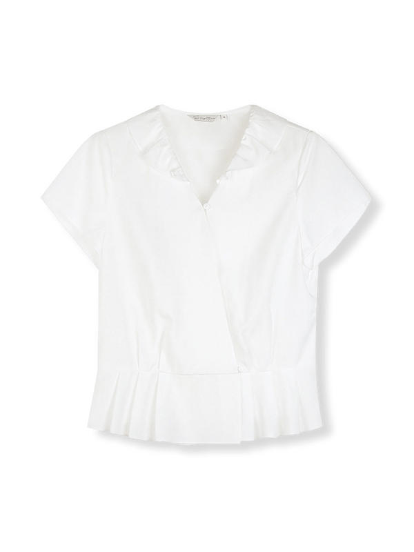 V-neck ruffle sleeve blouse