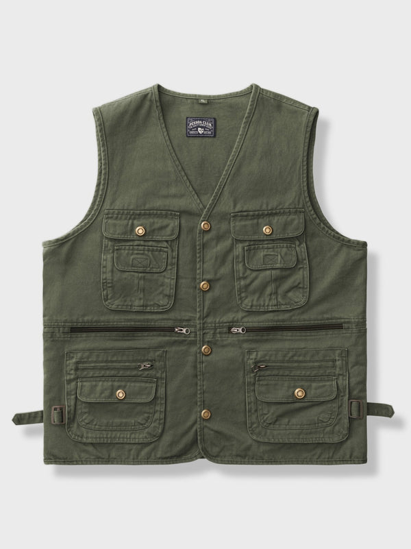 V-neck multi-pocket vest