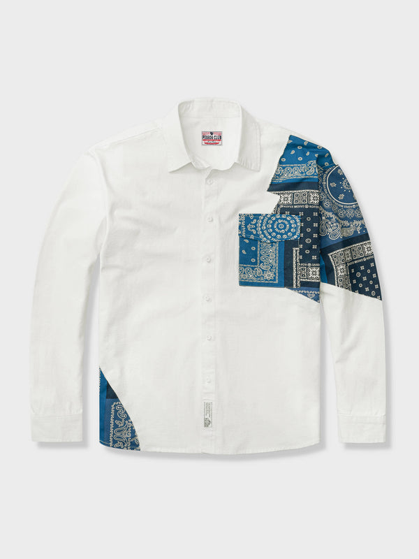 Long sleeve shirt with front and back paisley pattern