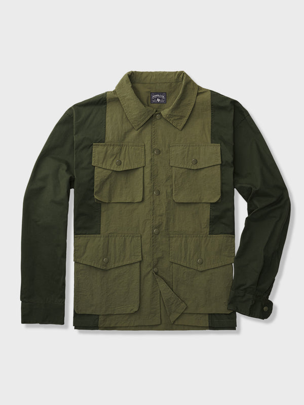 Multi-pocket color-blocked outdoor jacket