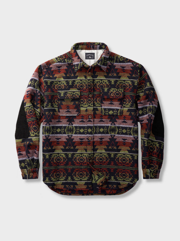 Ethnic geometric pattern thick wool shirt